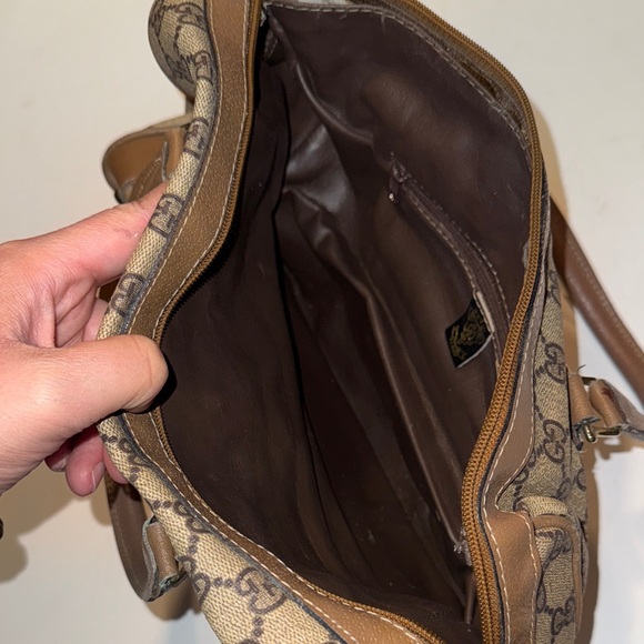 Gucci Vintage Tan and Brown Satchel with Signature Stripe - Picture 6 of 7